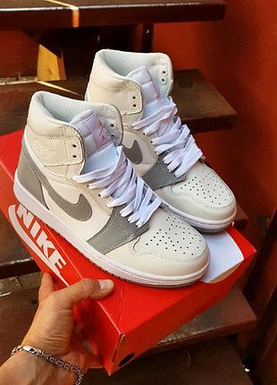 Кросівки nike air jordan 1 high retro grey | white4 фото