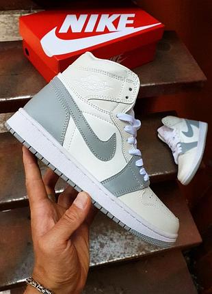 Кросівки nike air jordan 1 high retro grey | white3 фото