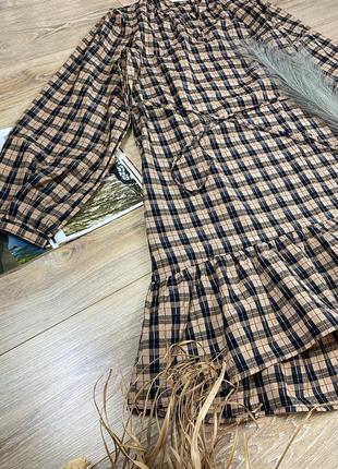 Moss copenhagen стильне міді плаття в клітинку з воланом8 фото