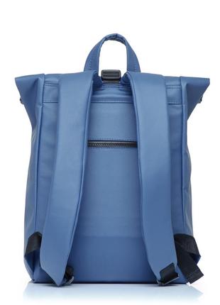 Рюкзак синій чоловічий великий шкіряний розкладний рол місткий6 фото