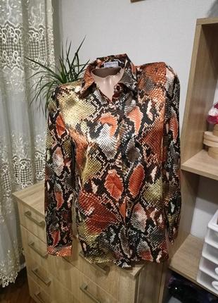 Шикарная блуза рубашка змеинный принт2 фото