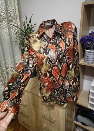 Шикарная блуза рубашка змеинный принт3 фото
