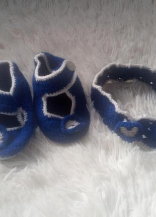 Тепленькі в'язані кімнатні туфельки + поч'язочка на голову . стан- новий