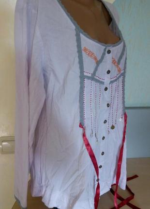 Свободная блуза в стиле бохо с кружевом и вышивкой3 фото