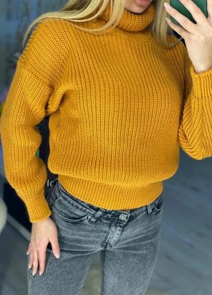💥женский вязаный свитер под шею, полушерсть, цвет: большой ассортимент, размер: 42-48