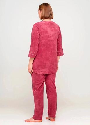 Костюм (кофта, штани) romeo life брючний однотонний темно-рожевий домашній мікрофібра, бамбук 22452 фото