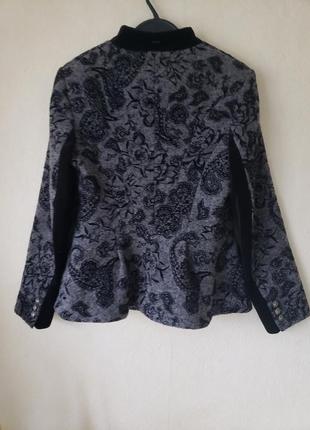 Люксовый жакет блейзер пиджак из валеной шерсти с велюровыми вставками madelеine германия uk7 фото