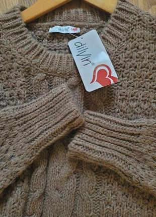 Жіночий теплий светр об'ємної в'язки. жіночий светр вільного крою.1 фото