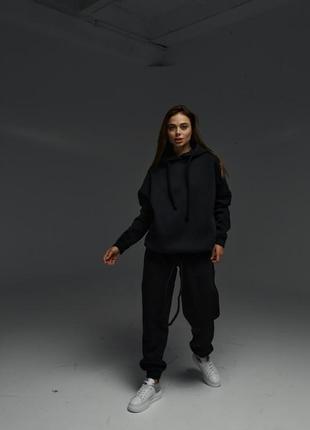 Жіночий теплий оверсайз костюм intruder на флісі теплий повсякденний худі + штани