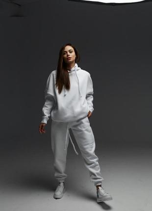 Жіночий теплий оверсайз костюм intruder на флісі теплий повсякденний худі + штани