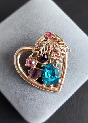 Елегантна вінтажна брошка серце.⚜️ цікавий дизайн!