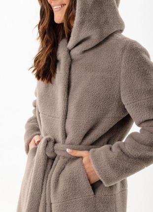 Original brand пальто женское эко альпака теплое утепленное slimtex, с капюшоном, зимнее, белое, черное, бежевое, капучино5 фото