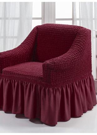 Чехол на кресло с юбкой бордовый burumcuk arya турция ar-1063214-bordo1 фото