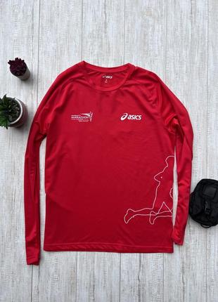 Asics кофта беговая l мужская красная марафон