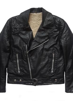Раритетная винтажная мото куртка косуха 70-х 3 suisses faux leather biker jacket
