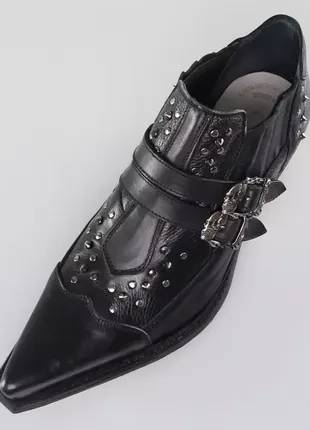 Ковбойки new rock 7956 s1 екстра круті чорні шкіра жіночі чоловічі рок