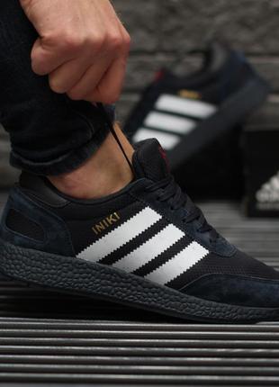 Кросівки чоловічі adidas iniki blue black fleece