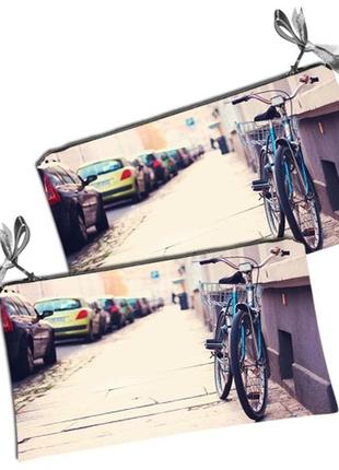 Косметичка женская велосипед синий 20х12 см (k_km094)1 фото
