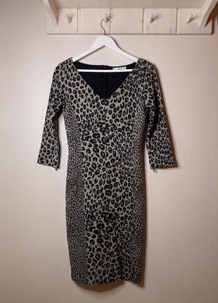 Леопардовое шерстяное платье по форме 🤎1 фото