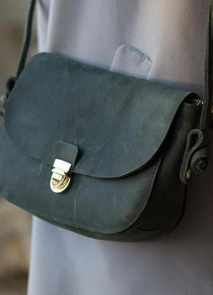 Женская кожаная зеленая сумка