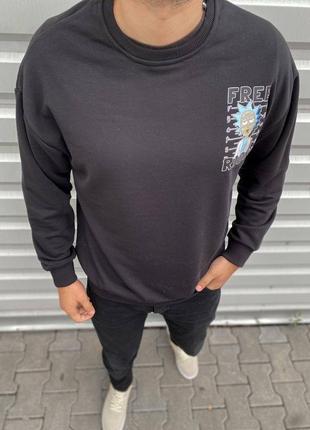 Мужской чёрный свитшот чоловічий чорний світшот