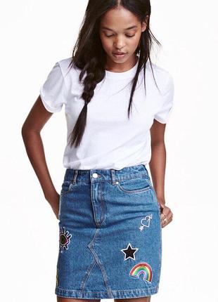 Джинсова юбка спідниця з патчами denim co- s