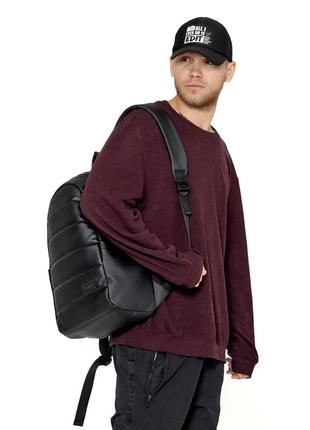 Рюкзак мужской стильный кожа эко стеганный черный2 фото