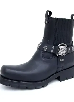 New rock 7621 s1 черевики чоботи чорні високі шкіра жіночі чоловічі🔥