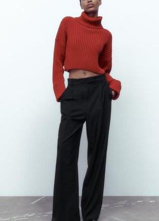 Широкие брюки с защипами zara original spain брюки зара высокая талия
