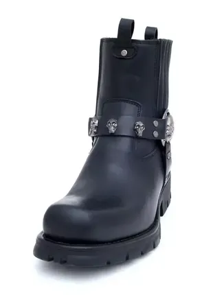 New rock 7621 s1 черевики чоботи чорні високі шкіра жіночі чоловічі нью рок 🔥3 фото