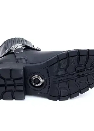 New rock 7621 s1 черевики чоботи чорні високі шкіра жіночі чоловічі нью рок 🔥6 фото