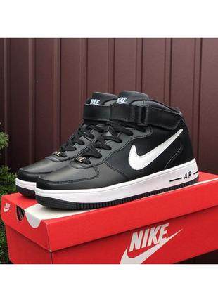 Кроссовки женские nike air force белые черные / кросівки жіночі найк аир форс білі чорні кроссы