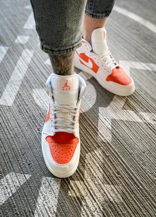 Кросівки nike air jordan 1 retro white orange5 фото