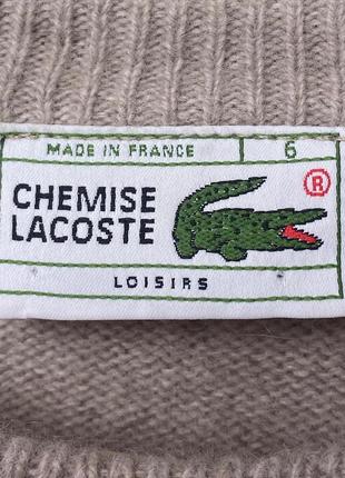 Винтажный бежевый шерстяной оверсайз свитер chemise lacoste шерсть ангора винтаж 90х made in france xl l5 фото