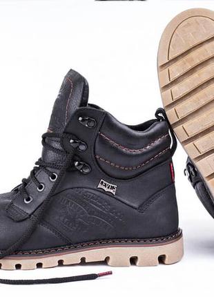 Кожаные мужские ботинки levis leather jax shoes6 фото