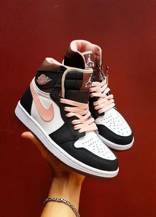 Кросівки nike air jordan 1 high retro black | pink