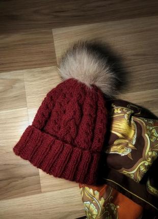 Теплая шапка из шерсти альпаки.2 фото