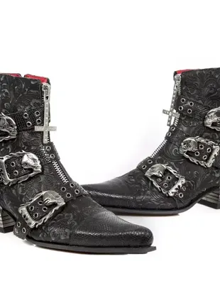 New rock pitone negro черевики чоботи жіночі чоловічі шкіра чорні1 фото