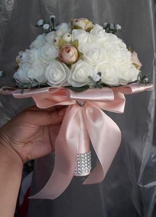 Свадебный букет-дублёр невесты "розы+пионы"