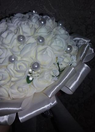Айвори свадебный букет-дублёр невесты "шик"2 фото