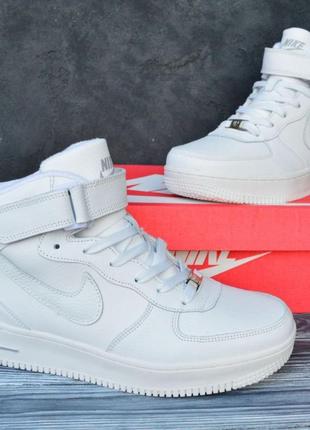 Женские высокие кожаные кроссовки nike air force #найк