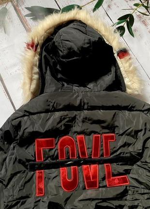 Курточка, куртка, пальто, чорний пуховик , хутро , довга куртка6 фото