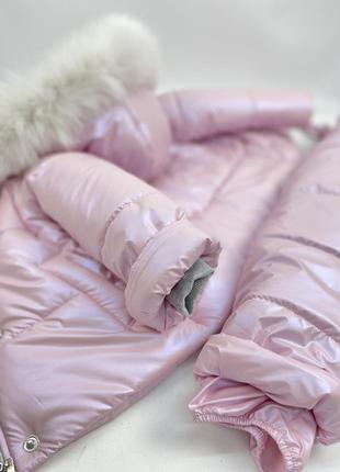 Зимовий комплект куртка та штани рожеві до -30 морозу на флісі всередині9 фото