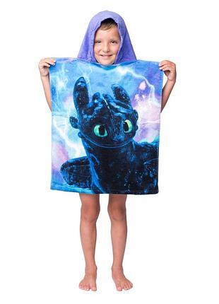 Десткое пляжное полотенце пончо с капюшоном как приручить дракона для ребенка 2-6 лет