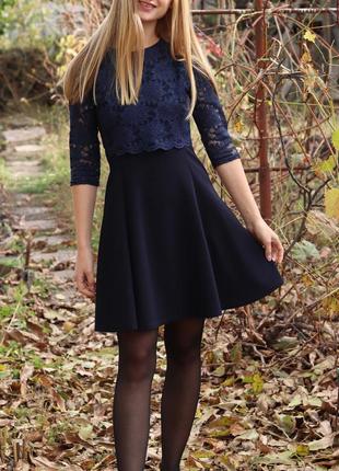 Плаття темно синє з блискітками