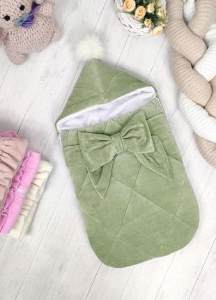 Уютный конверт на флисе с красивым бантом