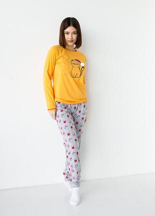 Жіноча бавовняна піжама з котиком nicoletta туреччина, хлопковая женская пижама