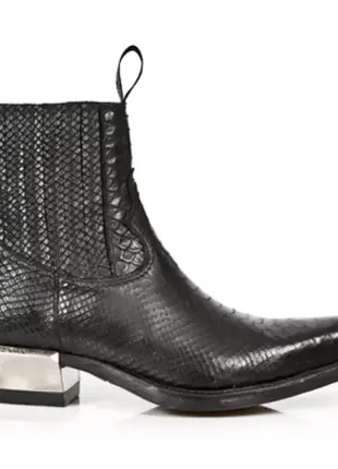 New rock piton negro west черевики чоботи жіночі чоловічі чорні метал нью рок шкіра