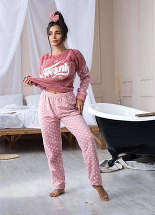 Теплий фліс махровий плюш піжама/домашній костюм, кофта та штани 42-50