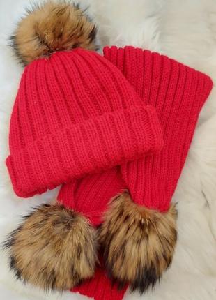 Дитячий зимовий набір, шапка зимова, теплий набір шапка та шарф2 фото
